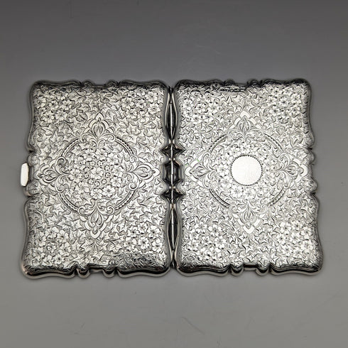 1889年 英国アンティーク 純銀製 両開き型カードケース 123g Deakin and Francis